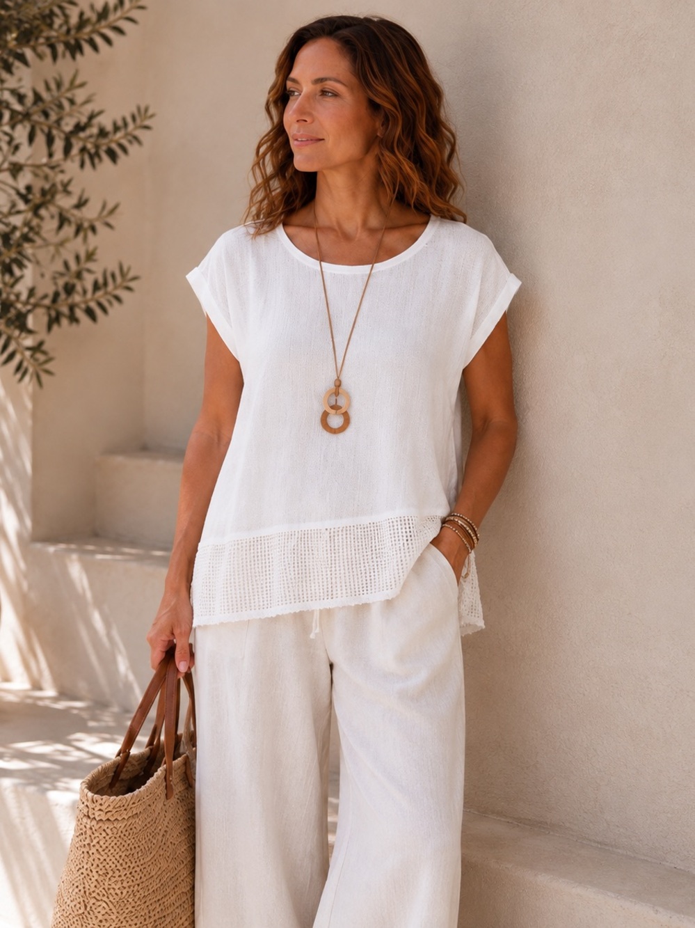 Gabriella Made in Italy Linen Cotton High Low Top